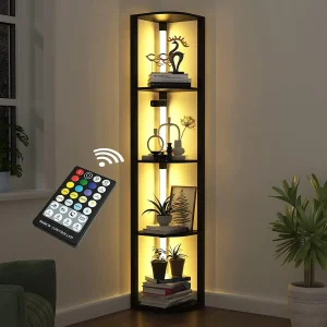 Modern Corner Shelf with LED Lights