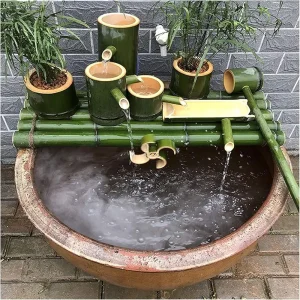 Outdoor Bamboo Fountain with Pump