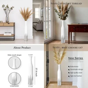 27.5 Inch White Floor Vase