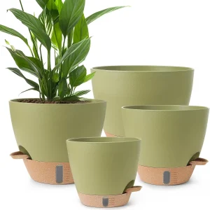 12/10/9/8/ Inch Large Plastic Self Watering Plant Pots with Drainage Holes