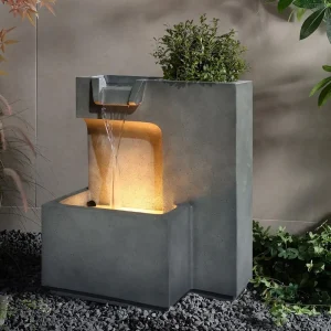 Concrete Resin Water Fountain with Planter