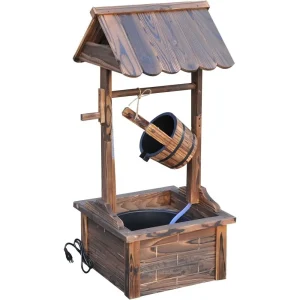 Outdoor Wooden Wishing Well Fountain