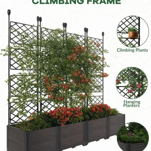 Plastic Plant Box with Metal Trellis