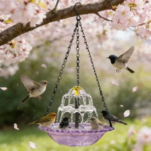 Solar Cascade Hanging Bird Bath Fountain