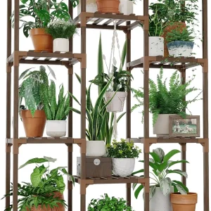 Large Wooden Plant Stand with 10 Shelves
