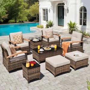 9 Pieces Outdoor Patio Furniture Set