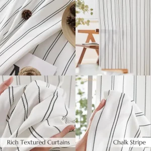 Striped Linen Curtains, 108 Length