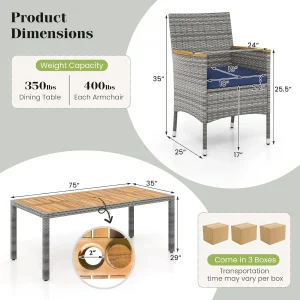9 Pieces Rattan Outdoor Dining Set for 8