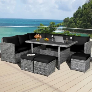7PCS Rattan Patio Sectional
