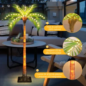 1pc 4.6ft Solar Powered Artificial Palm Tree LED