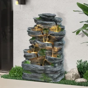 Cascading Rock Water fountain with LED Lights