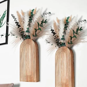 Set of 2 Wooden Wall Vases